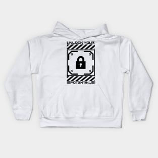 "Unlock Your Potential" Black Print Kids Hoodie